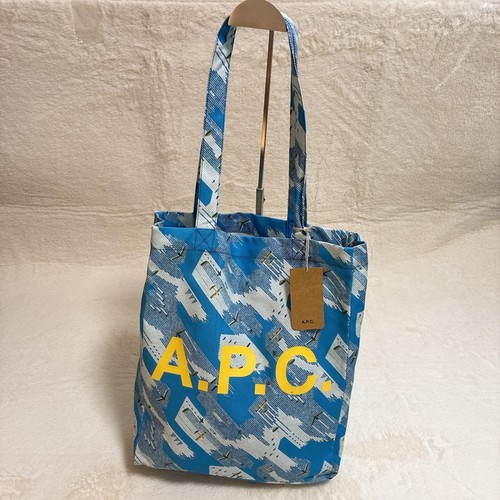 APC Tote Bag Cotton Blue Airplane Pattern A4 Size effortless everyday style