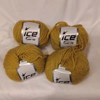 Ice Yarns Etno Alpaca Yellow Bulky Twisted Yarn Lot 4 Skeins Crochet Knit