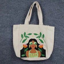 Ulta Beauty Tote Bag Womens Beige Recycled Cotton Canvas Graphic Shopper Eco