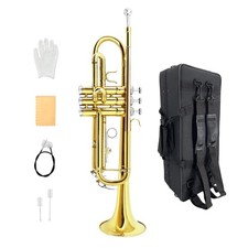 Musical Bb Brass Trumpet with 7C Mouthpiece, Hard Case, Strap for Music Fans