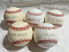 Lot of 5 Old Vintage Autograph Signed Baseballs Bob Boone Dave Clack Brock Holt+