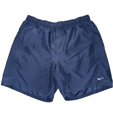 Vintage 90's Nike Swim Trunks Shorts Stitched Logo Lined Men's Sz Lg Blue Mesh