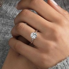 2 Ct Round Solitaire Diamond 14k White Gold Over Women's Engagement Ring Size 7