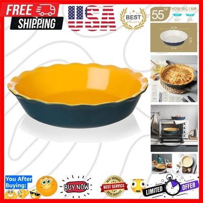 #ad Versatile 10 Inch Non Stick Ceramic Pie Dish in Blue amp; Yellow for Family Treats $44.79