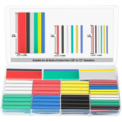 108PCS Heat Shrink Tubing Kit - 3:1 Adhesive Lined, Marine Grade Waterproof, 6 C