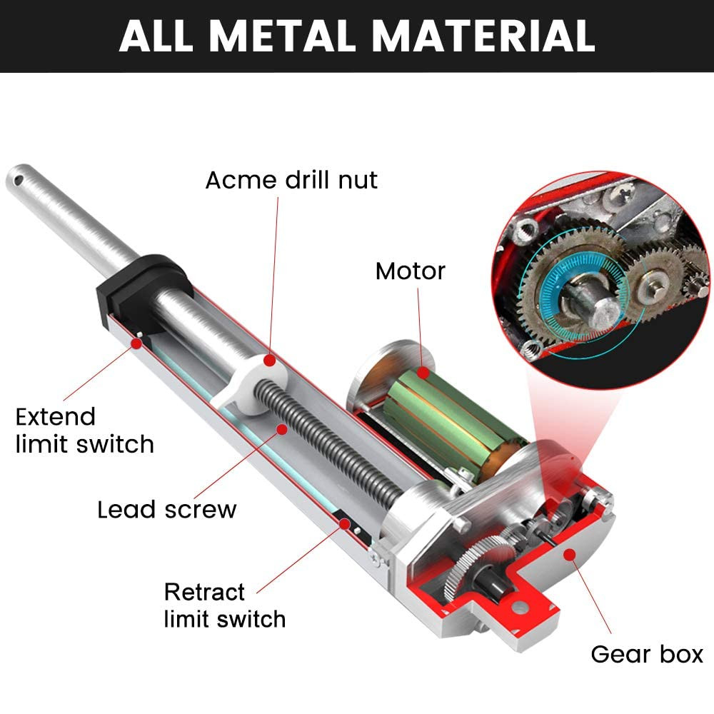 Attuatore Lineare 1000N 100kg 12V: Pistone Elettrico Robusto per Fai-da-Te - 3