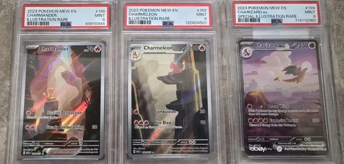 2023 Pokemon TCG Scarlet & Violet 151 Charizard, Charmeleon, Charmander PSA 9