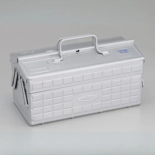 TOYO STEEL ST-350SV 2-Tier Tool Box Openable Door Storage Case Silver