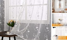 84 Inch Length Lace Sheer Curtains for Living 52"W x 84"L Pack of 2 R-plum