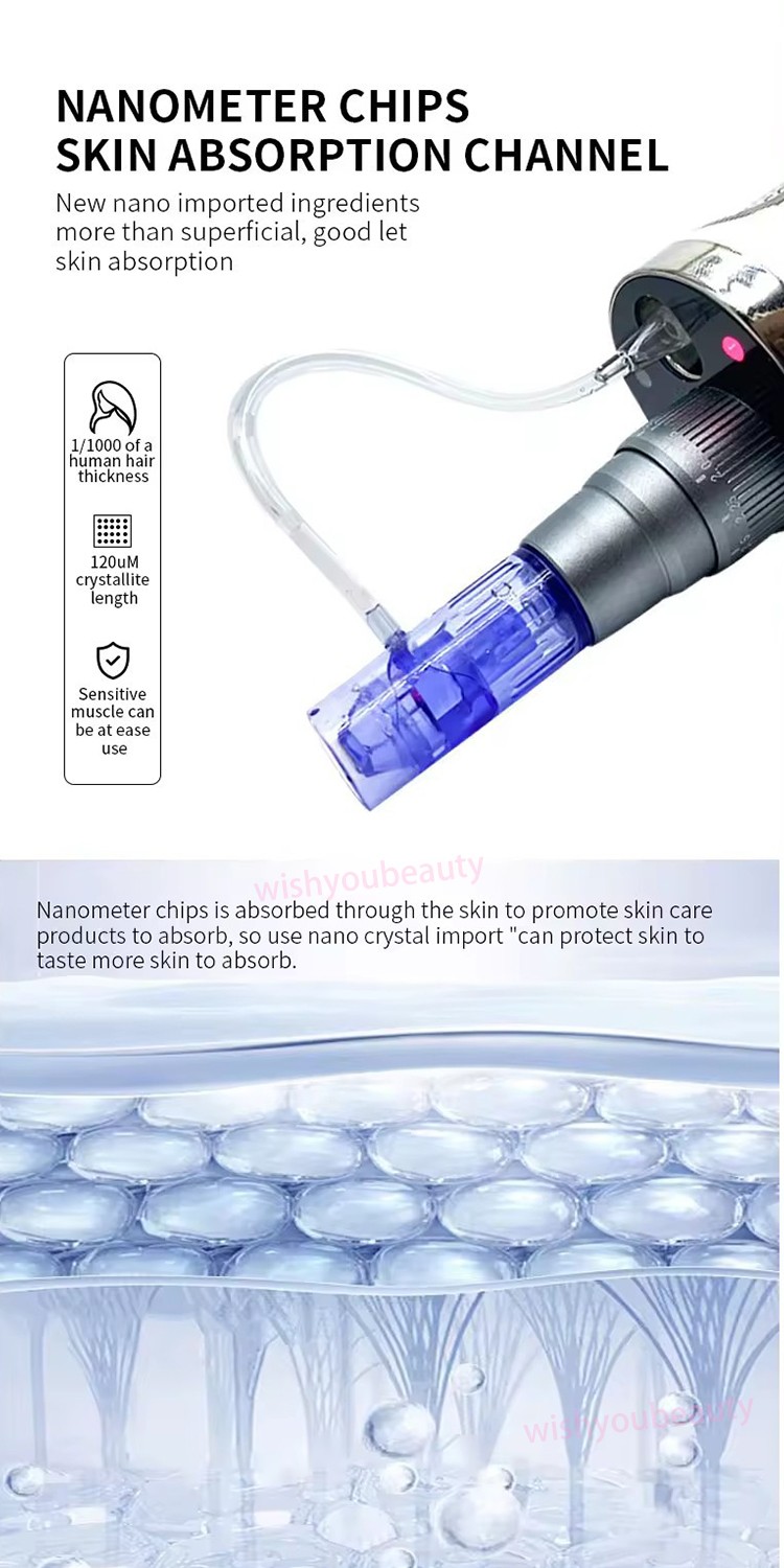 Micro Pen Mesotherapy Gun With 10Pcs 42Pins Replacement Needles Cartridges Tips