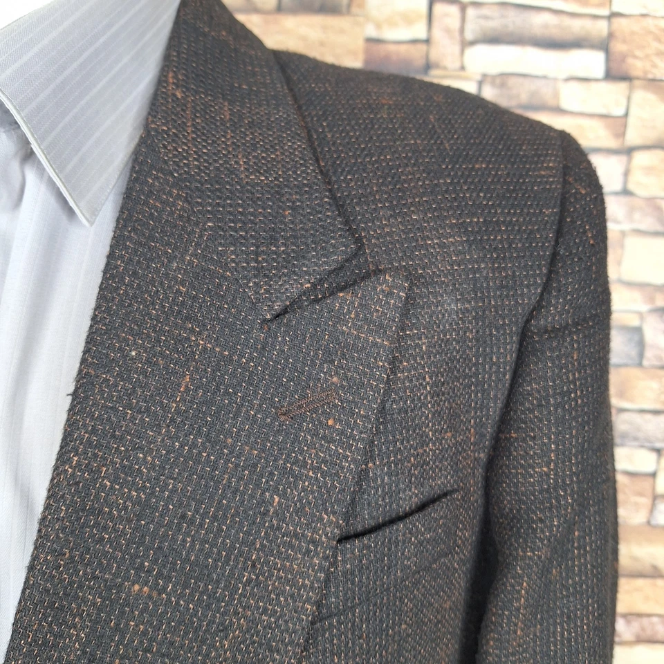 Chaqueta Blazer Raffinati Dorada Para Hombre 42R Marrón Cuadros Tweed Doble Pecho Foto 4 de 4