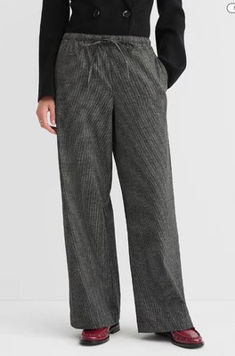 Loft Sawyer Pull On Pants in Houndstooth Brushed Flannel, Small