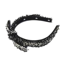 Lele Sadoughi NWT Tweed Bardot Ribbon Slim Headband in Jet