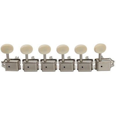 Split Shaft Tuning Pegs for Fender Strat/Tele, Nickel/White
