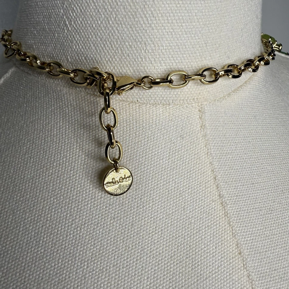 Stella & Dot Linden Shades of Green Stone Cluster Bib Statement Necklace - Image 2 of 4