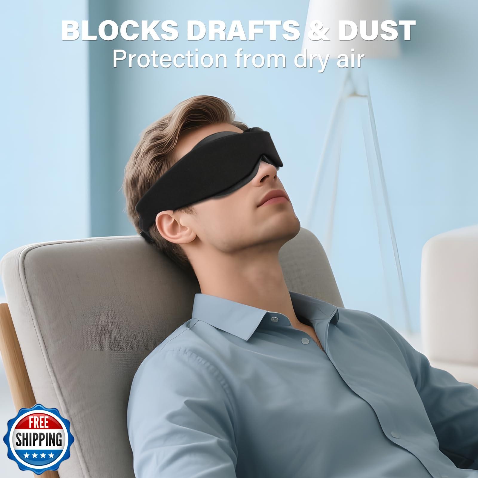 Sleep Mask for Dry Eyes – 100% Blackout Eye Mask and Moisture Gog