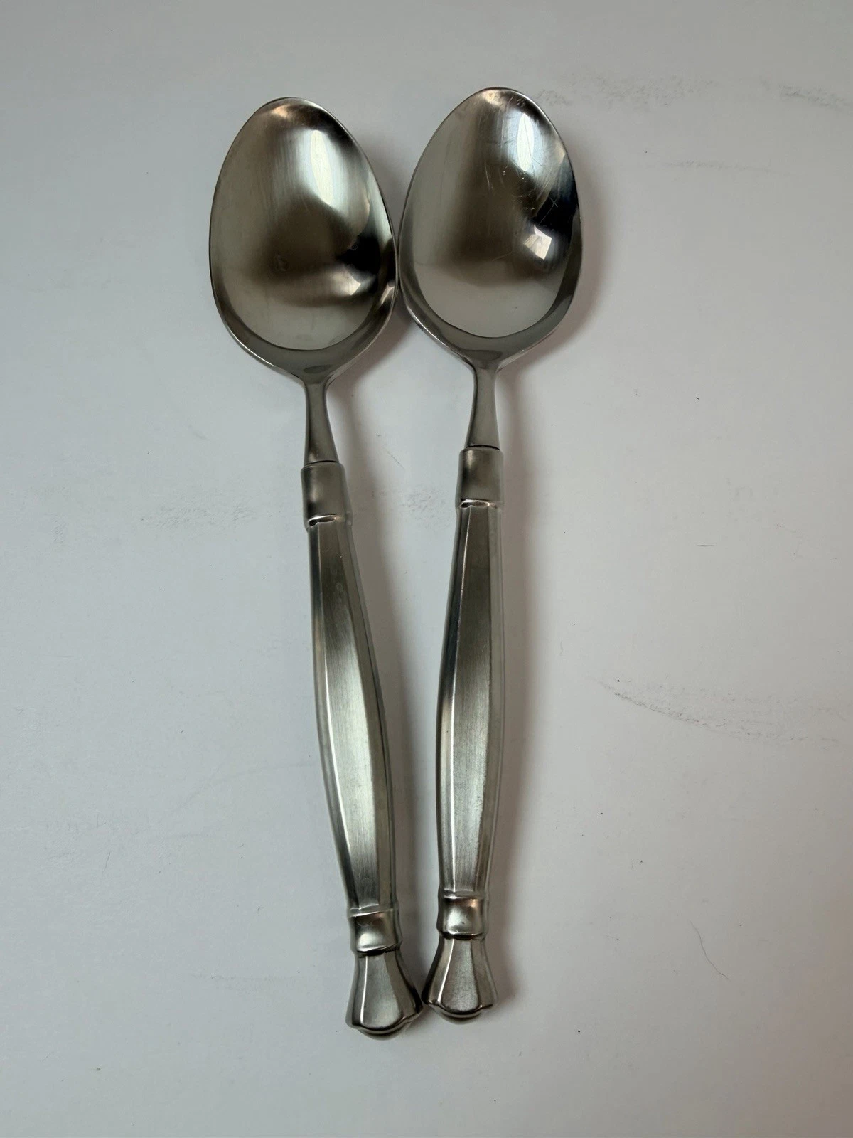 Act II Oneida Cube Stainless Steel Serving Spoon Flatware 8 5/8” Lot Of 2