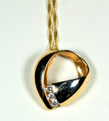 PRACHTVOLLER 0,30ctw natürlicher Diamant 14K Gelb & Weißgold Anhänger 5,8 Gramm