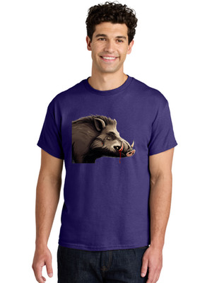 Boar-Attack Mens Graphic Tee, 100% Cotton, Casual Summer Wear