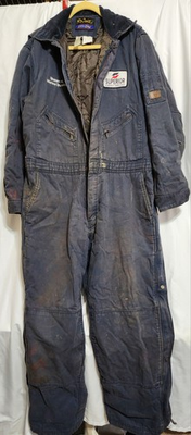 #ad VTG Walls Zero Zone Coveralls LT Navy Insulated Workwear Used No Zipper Pull $27.97