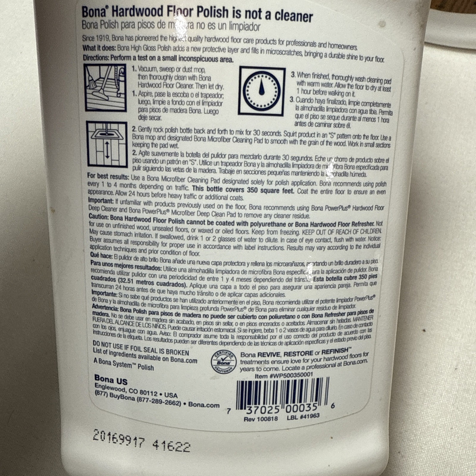 Lot Of 3 Bona Hardwood Floor Polish High Gloss 24 Fl Oz