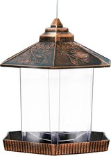 Bird Feeders Outdoors Hanging Red Copper Gazebo Bird Feeder Roof Yard Garden