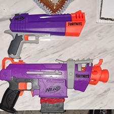 NERF Fortnite Dart Blasters Lot of 2 Purple Orange Gray Foam 8-11 Years