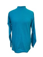Vintage Teal Long Sleeves Mock Turtle Neck Single Stitch USA Made Sz L