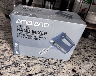 Ambiano 5-Speed Handheld Mixer 250W Blue, Turbo, Beaters Included 120V