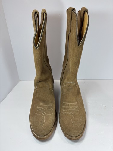 Vintage 1960s Sears Roebuck Wearmaster Tan Suede Western Boots 8.5 D Embroidered - Bild 2 von 12