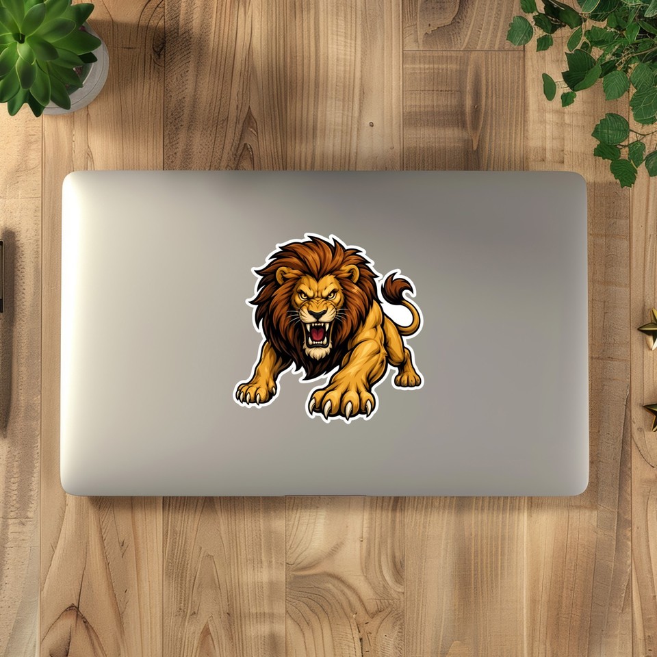 Angry Lion Cat Cartoon Animal Vinyl Sticker Decal Car Window Laptop ...