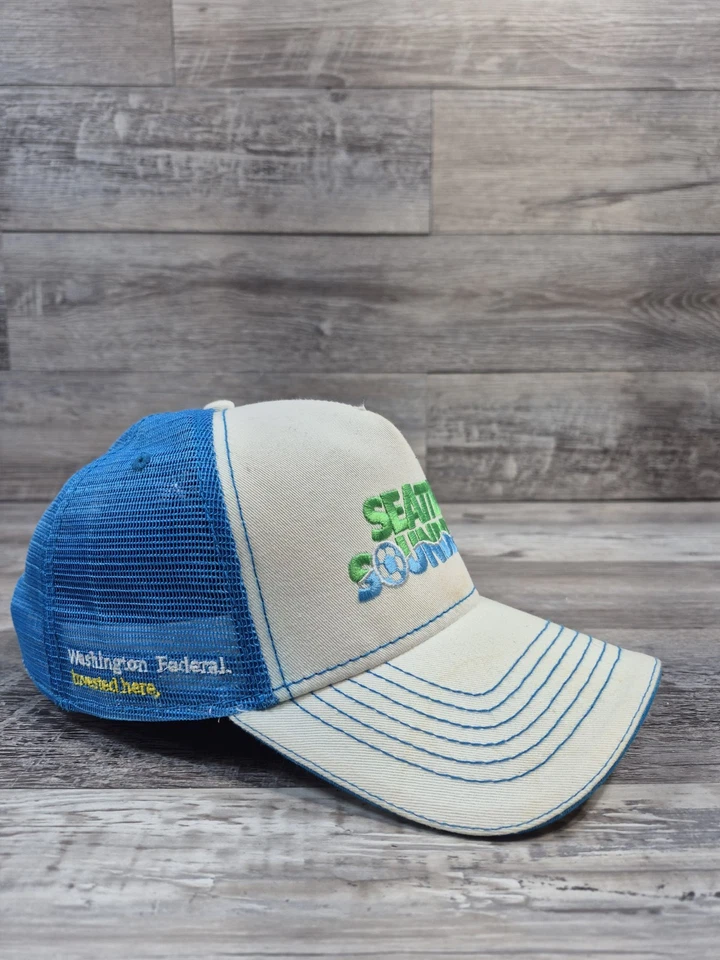 Seattle Sounders Soccer Bornin 74' Hat Cap Trucker Meshback Adjustable Snapback  - Image 2 of 4