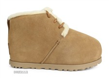 UGG Pumped Lace Up Chestnut Suede Fur Slippers Womens Size 8 -NIB-