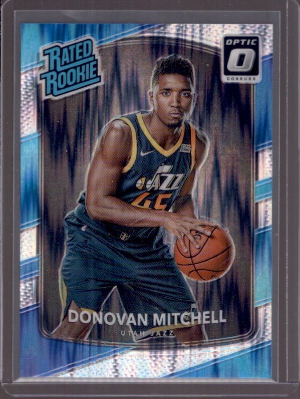 DONOVAN MITCHELL 2017-18 Donruss Optic Shock Flash Holo Rated Rookie RC #188