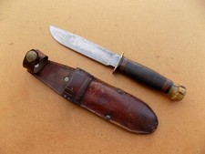 Old Vintage Marbles Ideal Knife with Stag Butt and Pinwheel Snap Sheath