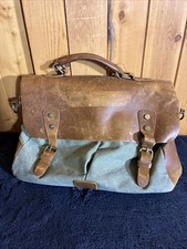 Brown Canvas And Genuine Leather Adjustable Strap Messenger Bag Laptop