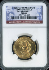 2010-D Franklin Pierce Dollar NGC MS68 SMS