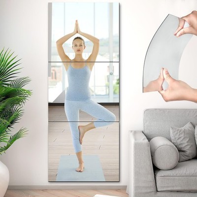 JUNEBRUSHS 3 Pack Self Adhesive Acrylic Mirrors, 20 x 24 Inch Full Length Mir...