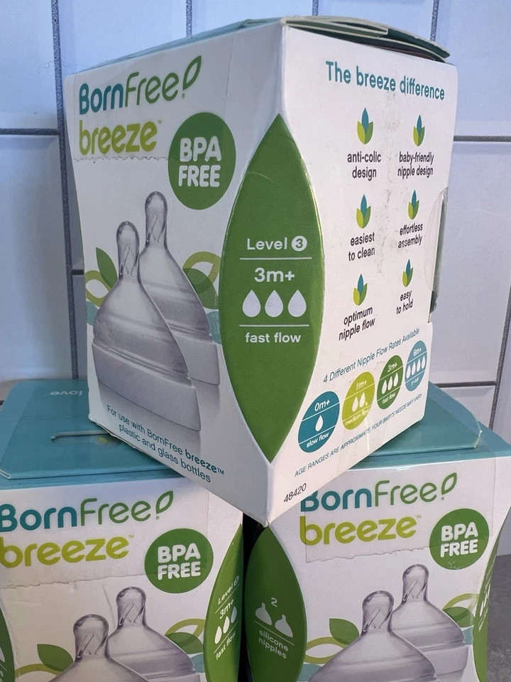 Pezón de silicona Born Free Breeze nivel 3 flujo rápido 3 m+ 3 paquetes de 2 Foto 2 de 4