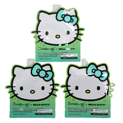 3 PACK The Creme Shop x Hello Kitty Luv U So Matcha Face Mask