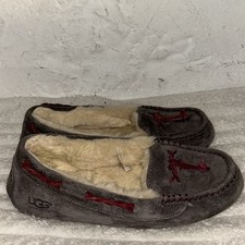 UGG Womens Size 7 Brett Suede Shearling Flat Moccasin Slippers Shoes 1005531