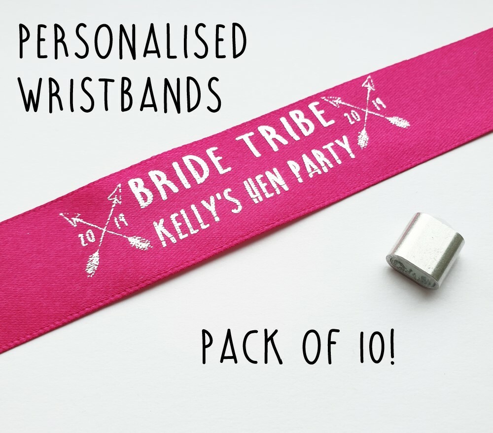 Personalised Hen Party Bride Tribe Wristbands - Name Bride Arrows Festival Band