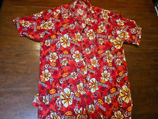 Corona Beer Tropical Red Hawaiian Island Short Sleeve Button Down Shirt L