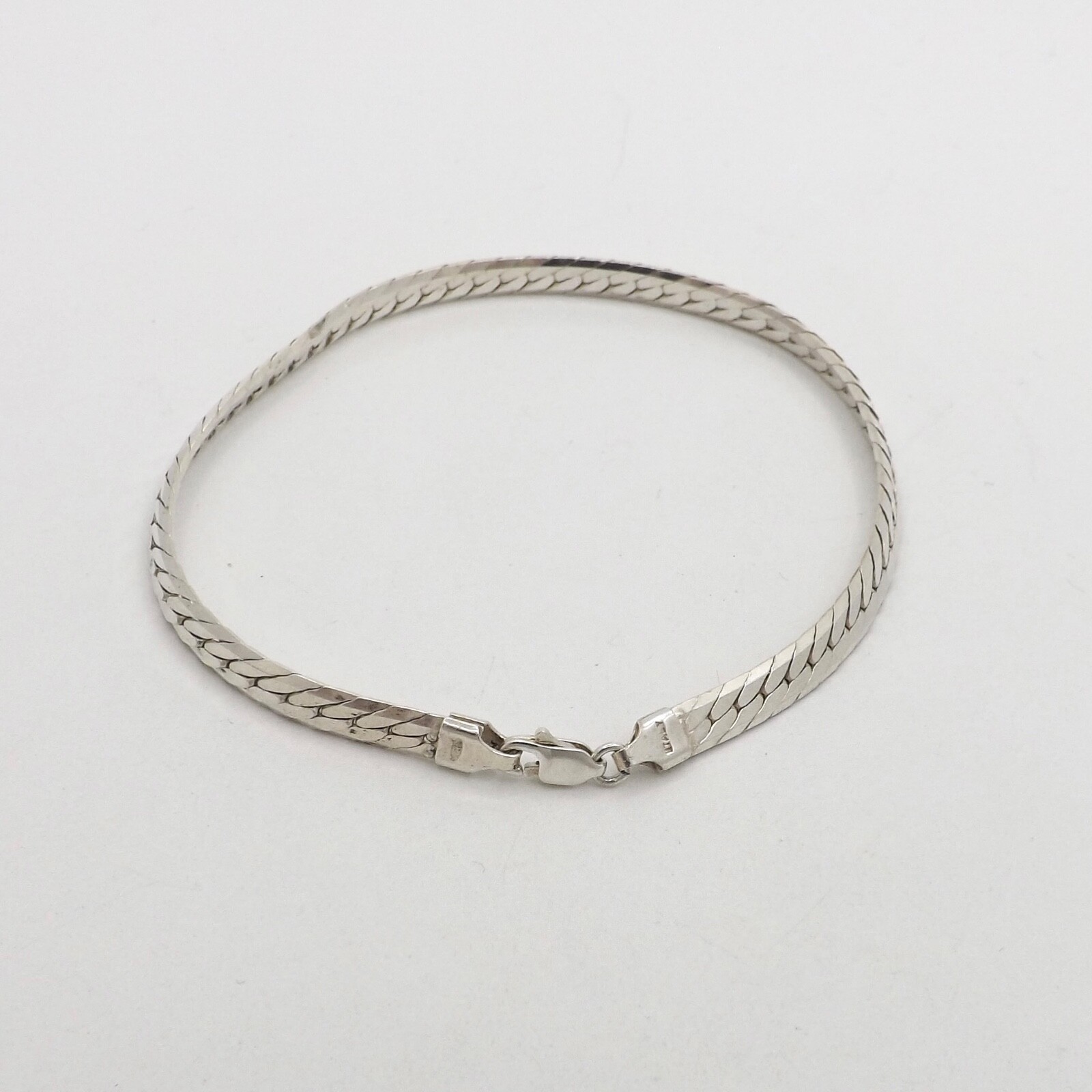 Sterling Silver Flat Herringbone Link Bracelet It… - image 5