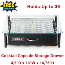 Cocktail Capsule Drawer (36 Capsules) | Stylish Bar Organizer | Bartesian Home