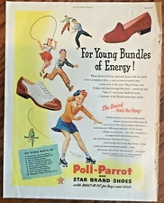 Poll Parrot shoes illustrated ad 1945 orig vintage print 1940s retro art fashion
