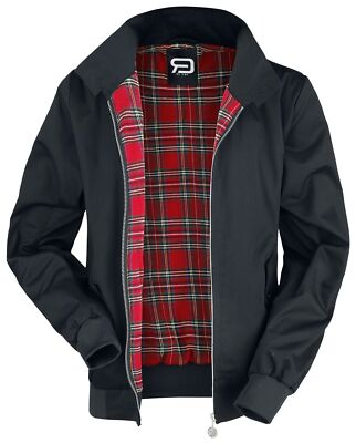 RED by EMP Herren schwarze Basic Jacke mit kariertem Innenfutter