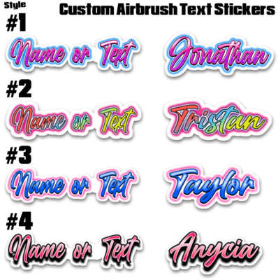 Custom Airbrush Text Stickers   Personalized Vinyl Stickers, Any Name or Phrase
