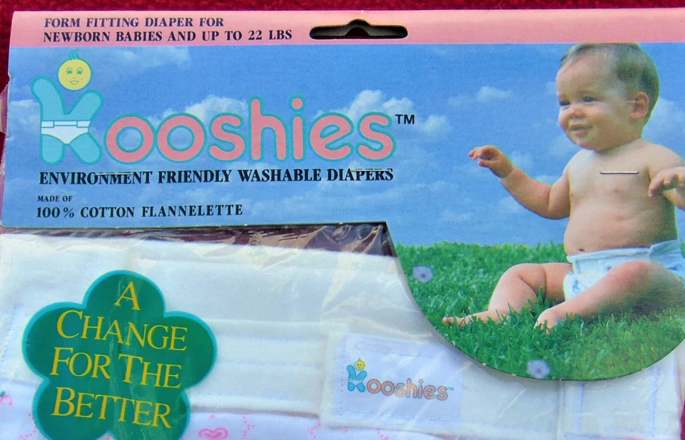 KOOSHIES ~ 100% COTTON REUSABLE CLOTH DIAPER ~ FOR NEWBORN TO 22 LBS.~ BRAND NEW - Image 2 of 4