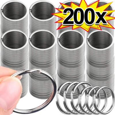20/200 Stck. Edelstahl Schlüsselring Schlüsselanhänger 25 mm rund flach rund geteilt Keychai